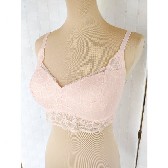 Pink by VS Size M(D-DD) Medallion Lace Bralette Victoria’s Secret Pushup Floral - Picture 4 of 14
